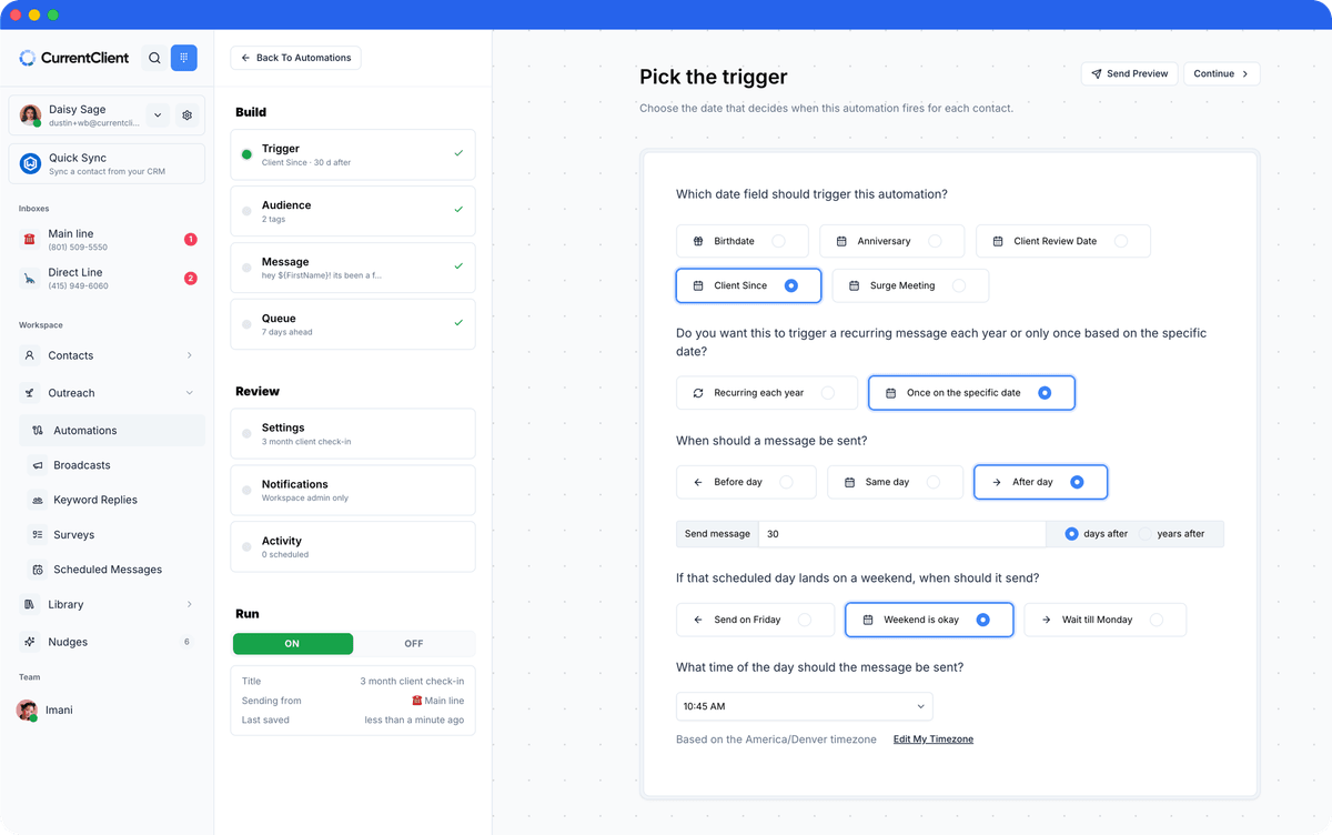 CurrentClient Automations screenshot