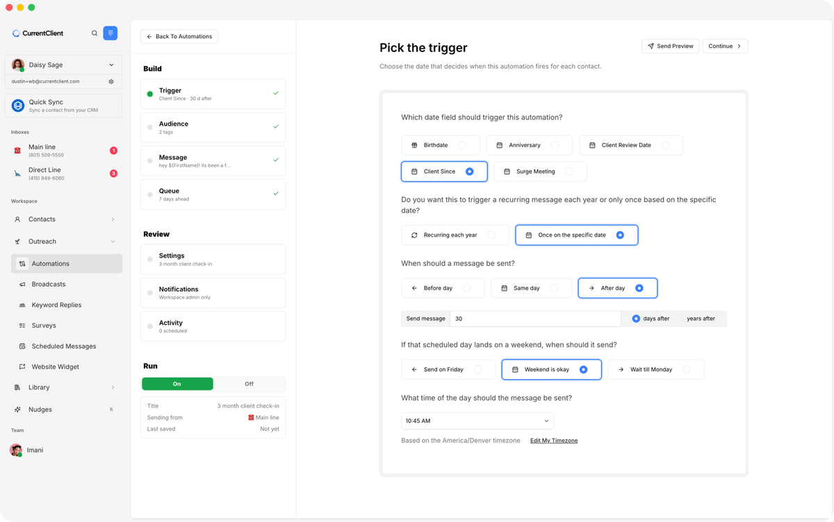 CurrentClient Automations screenshot