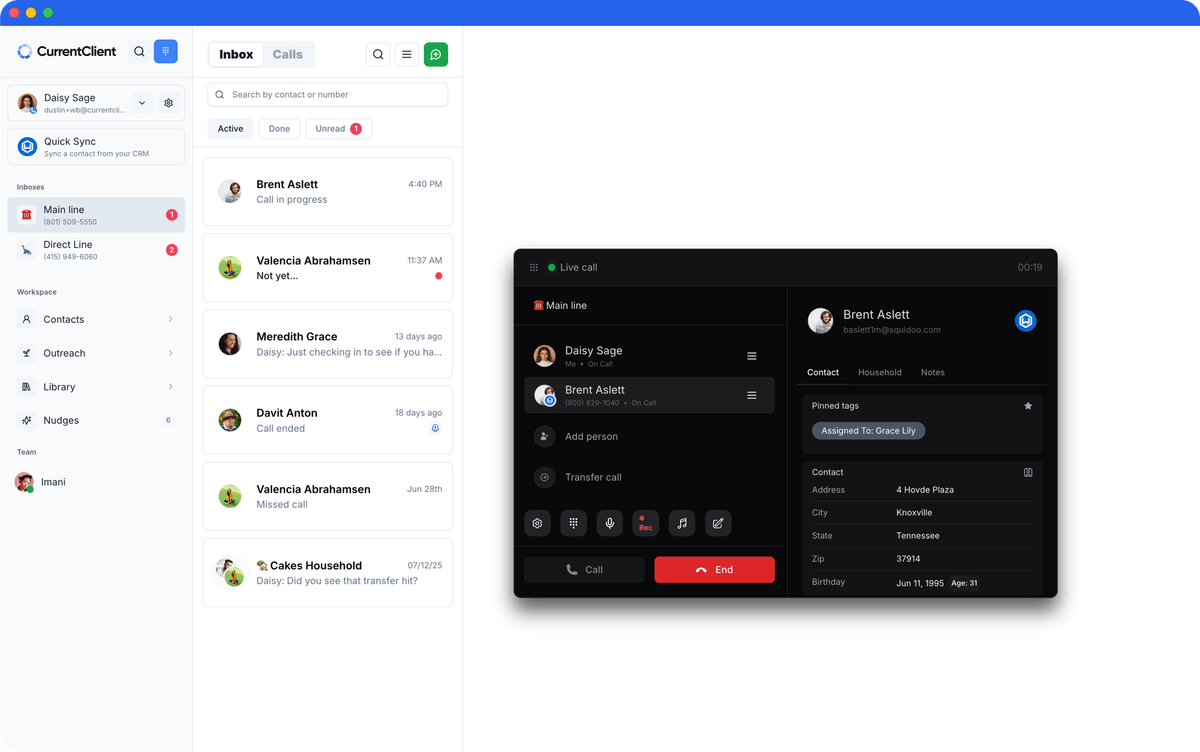 CurrentClient Live call screenshot