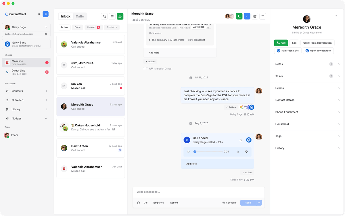 CurrentClient Inbox screenshot