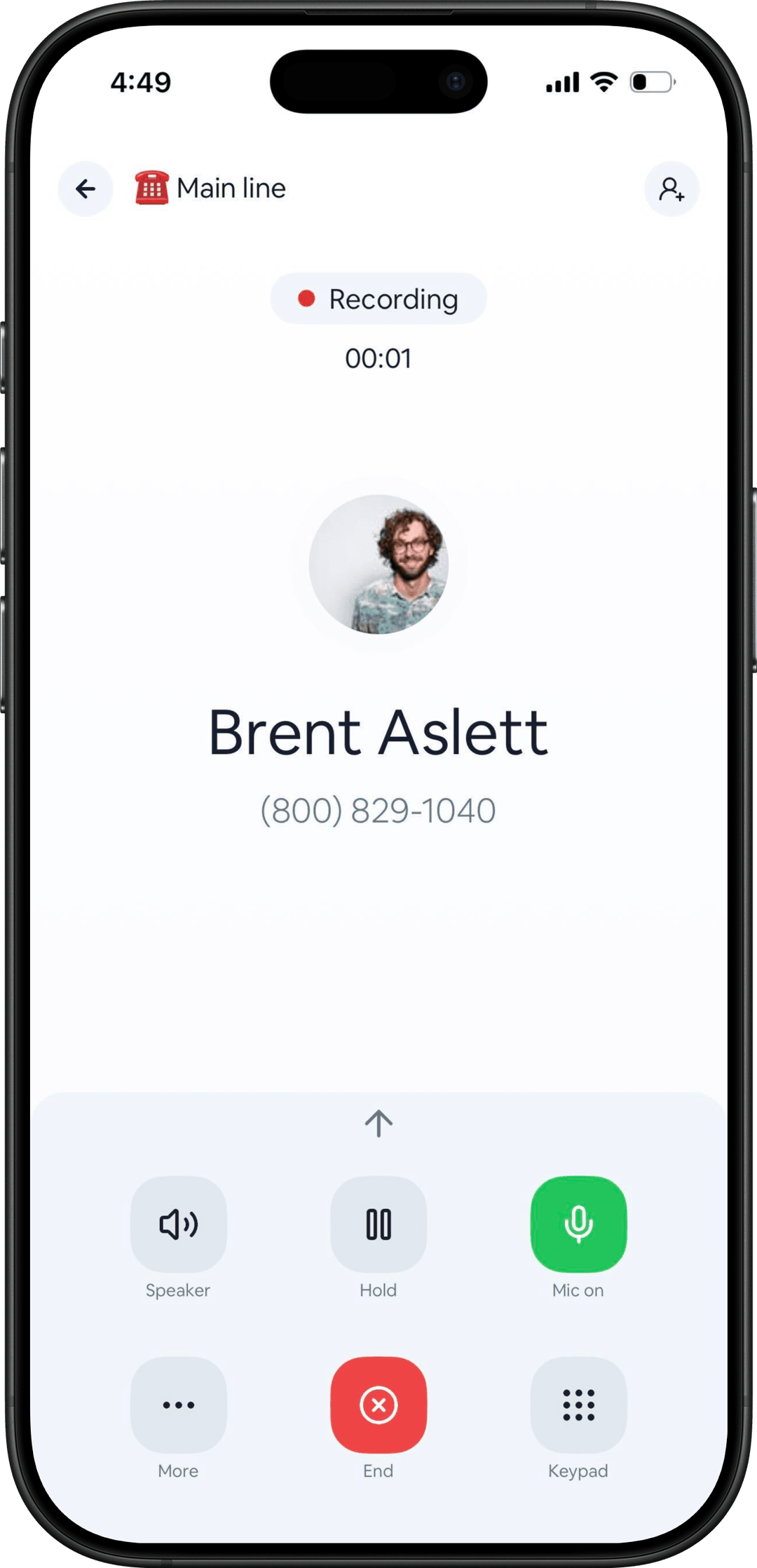 CurrentClient mobile app, call