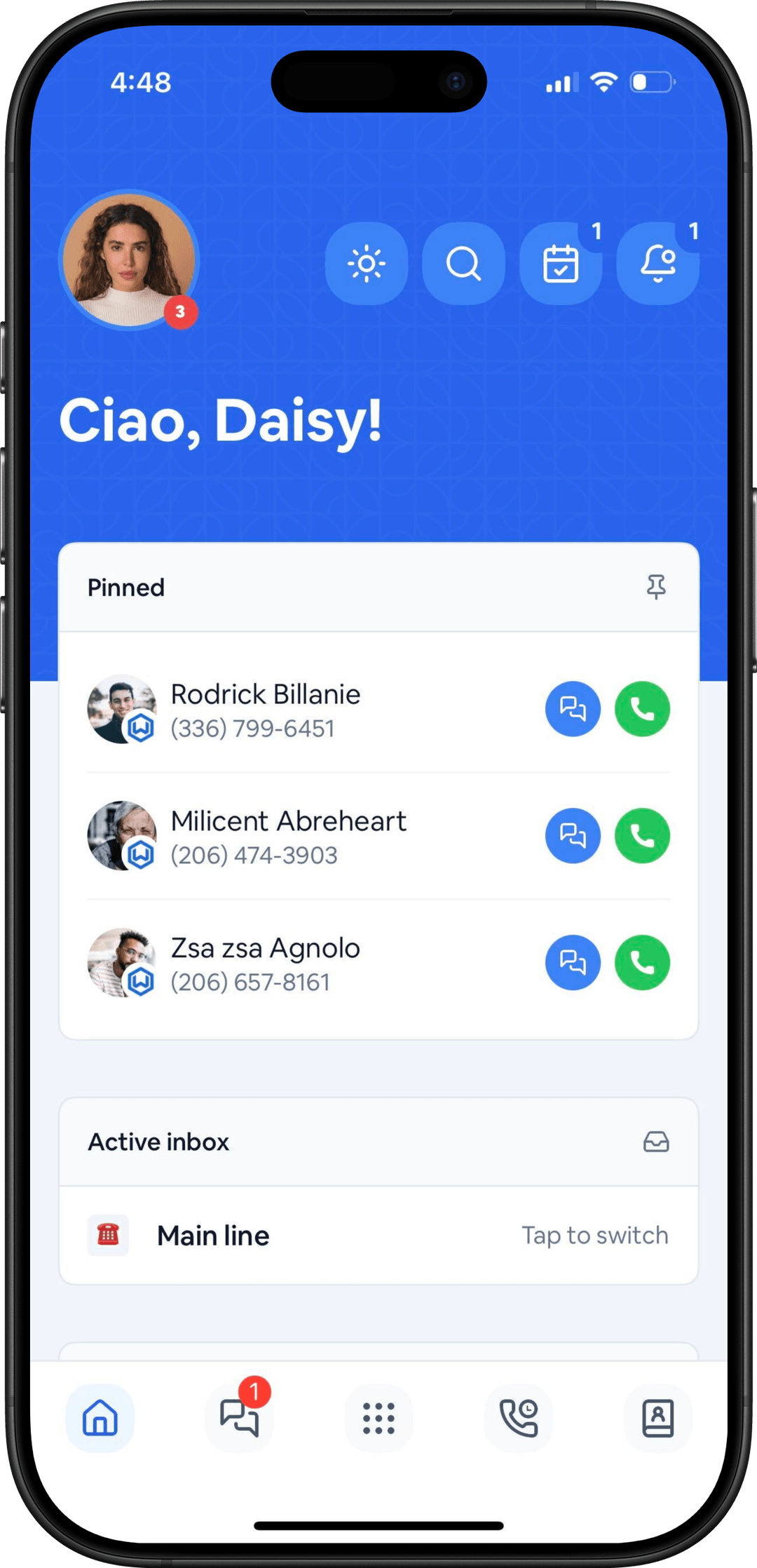 CurrentClient mobile app, home